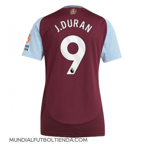 Camiseta Aston Villa Jhon Duran #9 Primera Equipación Replica 2024-25 para mujer mangas cortas
